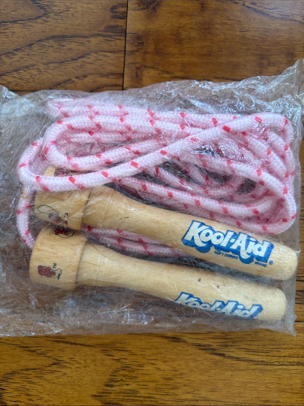 Kool-Aid Branded Wooden Handle Jump Rope — Pink & White Rope